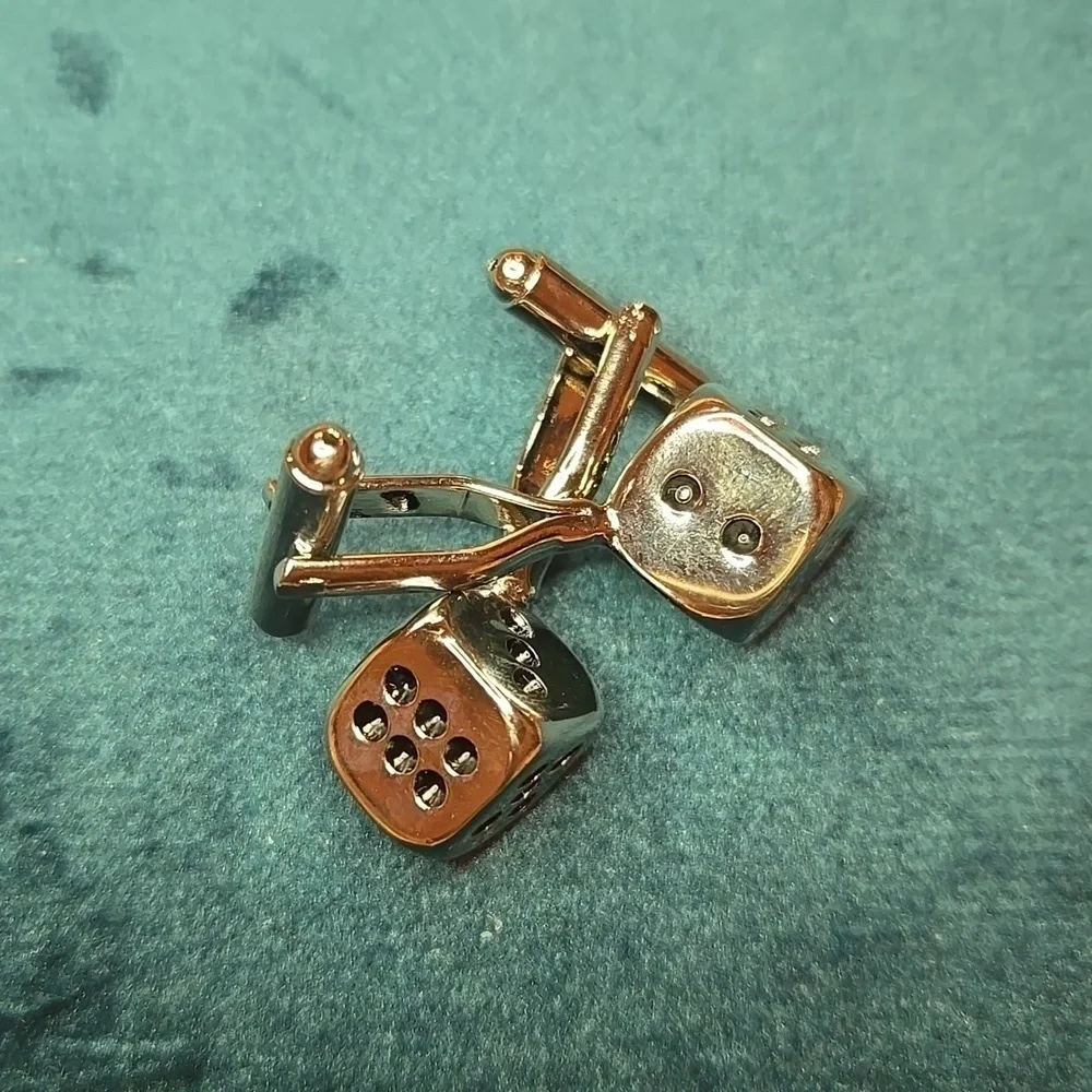 Silver and Black Modern Dice Stainless Steel Cuff Links Brand New